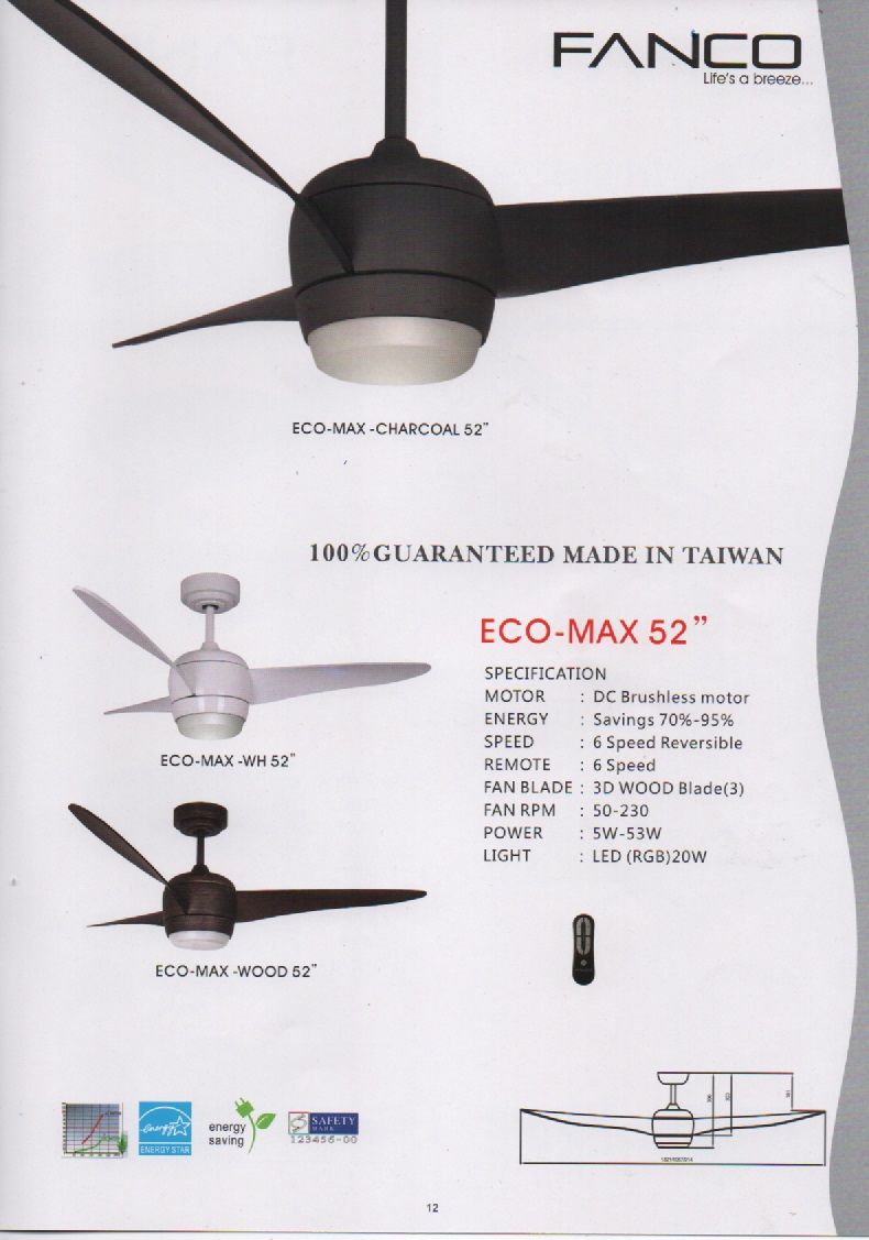 Fanco Eco Max 52 Ceiling Fan Designlight Com Sg